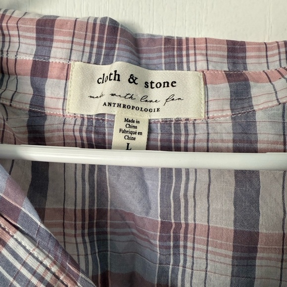 Anthropologie Cloth & Stone Plaid Shirt in Mauve and White - Picture 5 of 7